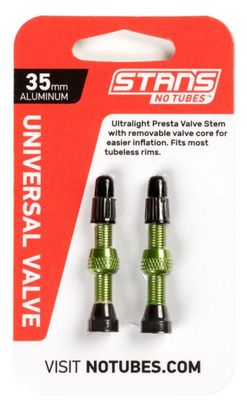 Stan's NoTubes - Paire de valves  Universal  Al  Presta 35mm  Green