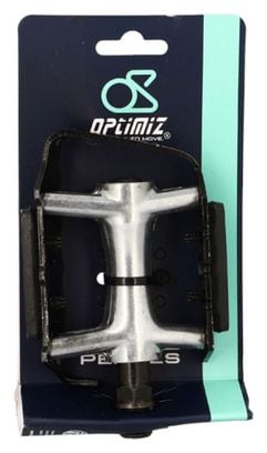 PEDALE VTT ALU OPTIMIZ ARGENT/NOIR D9/16  (PR) (CALES-PIED ADAPTABLE)