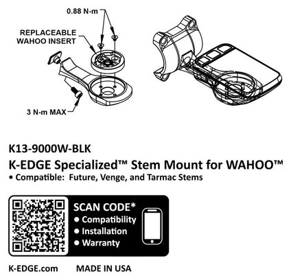 Support Guidon Déporté K-Edge Wahoo pour Potence Specialized SL7
