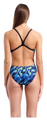 Arena Aqua Gleam Challenge Back Swimsuit, Blue/Green/Black, Women's