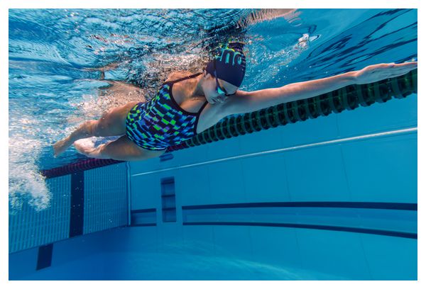 Arena Aqua Gleam Challenge Back Swimsuit, Blue/Green/Black, Women's