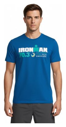 Ironman 70.3 Swansea Blauw Heren T-shirt Korte Mouw