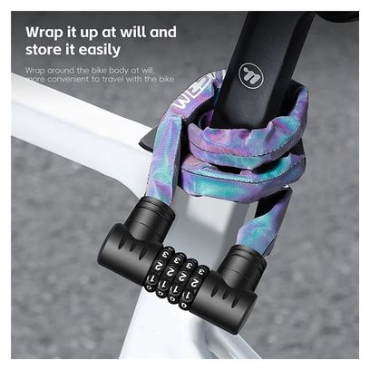 Chaîne réfléchissante antivol pour vélo à 4 chiffres  - Multicolore