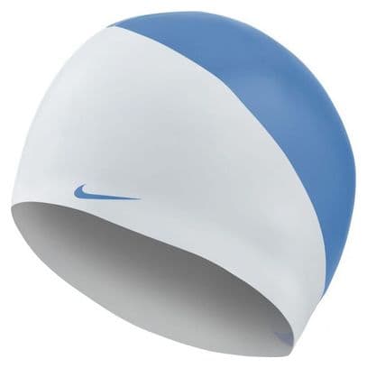 Gorro de natación de silicona con eslogan de Nike Swim blanco / azul