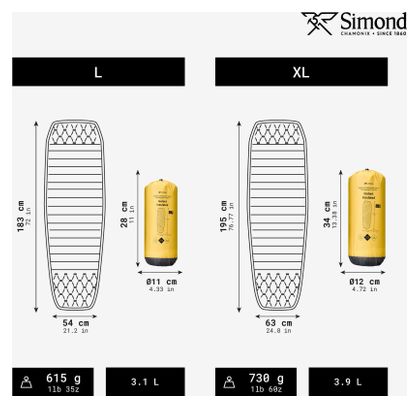 Simond MT900 Inflatable Mattress - Yellow - Size L