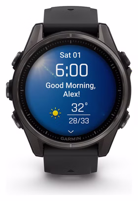 Montre GPS Garmin Fénix 8 AMOLED - 43 mm Sapphire Titane Carbon Gray DLC avec Bracelet en Silicone Noir Gris