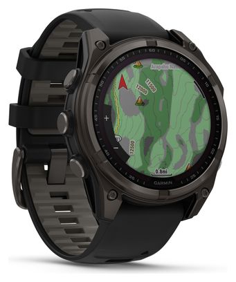 Montre GPS Garmin Fénix 8 Solar - 47 mm Sapphire Titane Carbon Gray DLC avec Bracelet en Silicone Noir Gris