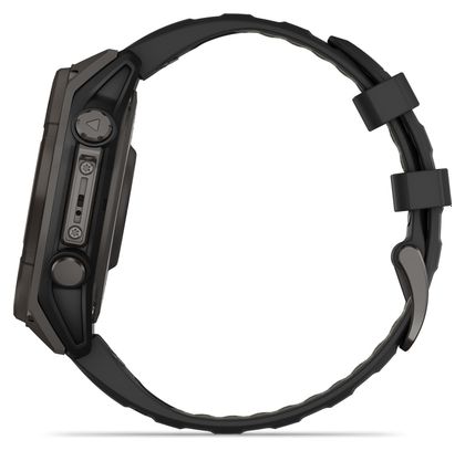 Montre GPS Garmin Fénix 8 Solar - 47 mm Sapphire Titane Carbon Gray DLC avec Bracelet en Silicone Noir Gris