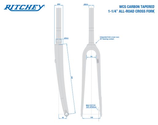 Horquilla RitcheyWCS Carbon Tapered All-Road Cross FM 1-1/8''