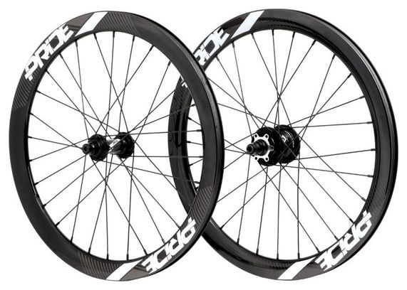 Pair of Pride Racing Gravity Control V2 20" (451) Wheels | 10x100 - 10x110 mm | 6 Holes | Gloss Black/White