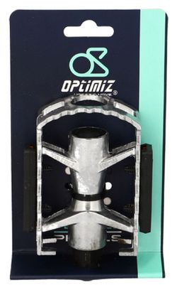 PEDALE VTT ALU OPTIMIZ ARGENT D9/16  (PR) (CALES-PIED ADAPTABLE)