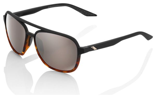 100% Kasia Women's Sunglasses Soft Tact Black Havana Fade / Hiper Silver Lens