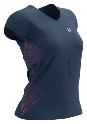 Compressport Performance Women's Short Sleeve Jersey Blue/Pink