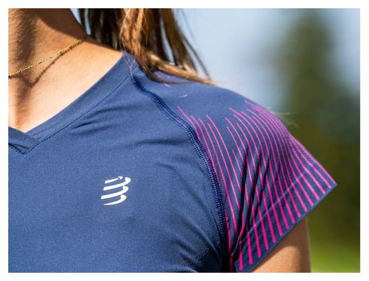 Compressport Performance Women's Short Sleeve Jersey Blue/Pink