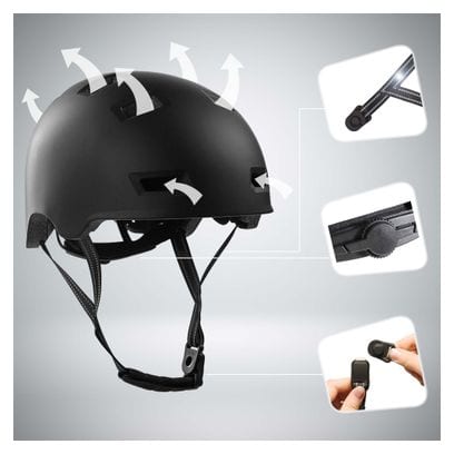 Casque vélo et skate | Tout Noir M (54-57 cm) | Certifié EN1078