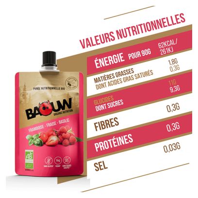 Biologische Baouw Framboos-Strawberry-Basilicum energiepuree 90g