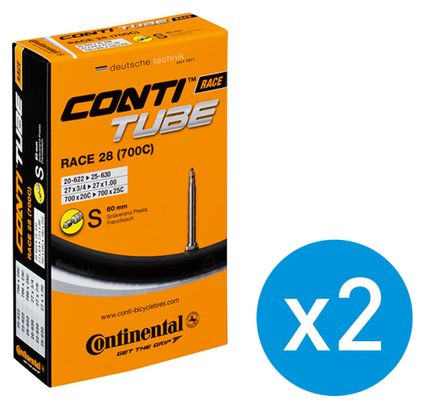Continental Race 28 Inner Tube 700x20/25c Presta 60mm - Bundle x2