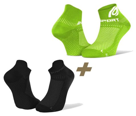 2 Paires de Chaussettes de Running BV Sport Light 3D Noir Vert