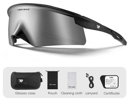 Lunettes de cyclisme West Biking HD Coated UV400 Ecran panoramique Silver