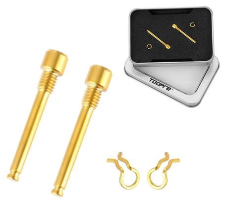 2er-Set Toopre Bremssattelschrauben M4 Titan TC4 mit Sicherungsringen Shimano-kompatibel Gold