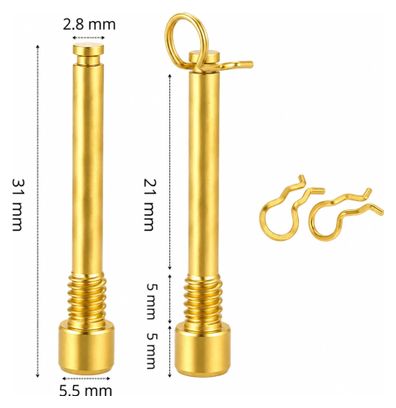 2er-Set Toopre Bremssattelschrauben M4 Titan TC4 mit Sicherungsringen Shimano-kompatibel Gold