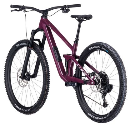 VTT Tout-Suspendu Cube Stereo One44 C:68X SLX Sram GX Eagle AXS 12V 29'' Rose Rouge Wine