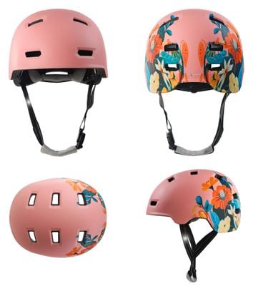 Casque vélo et skate | Fleur Rose L (57-61 cm) | Certifié EN1078