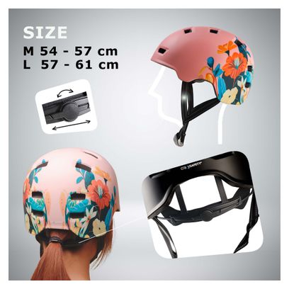 Casque vélo et skate | Fleur Rose L (57-61 cm) | Certifié EN1078