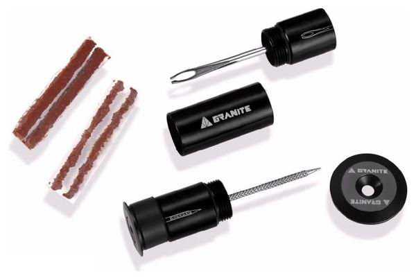 Granite Design Tubeless Repair Kit With Bar Ends Black + 4 Tire Plugs
