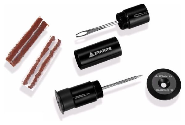 Kit de Réparation Tubeless Granite Design Avec Embouts de Guidon Noir + 4 Mèches 