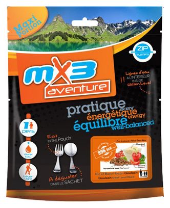 Gevriesdroogde maaltijd MX3 Aventure Rundvlees Goulash / Rijst 200g