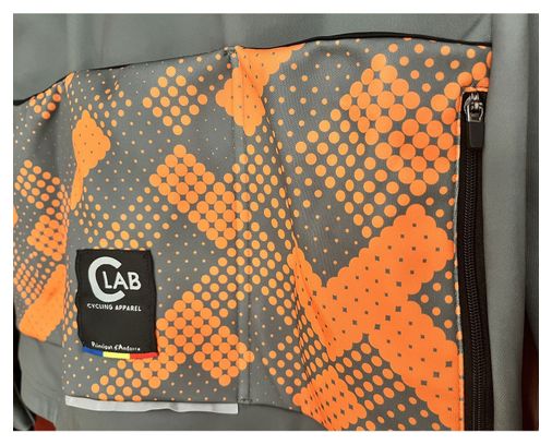 Maillot de Cyclisme Hiver Manches Longues ORDINO Taupe/Orange