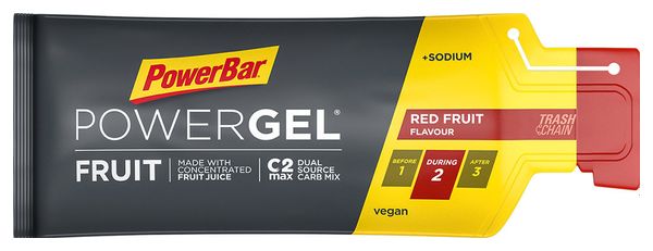 Pack of 4 PowerBar PowerGel Original Energy Gels (3+1) Red Fruit / Lemon / Strawberry-Banana / Apple 4x41g