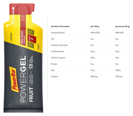 Confezione da 4 PowerBar PowerGel Original Energy Gels (3+1) Frutti Rossi / Limone / Fragola-Banana / Mela 4x41g
