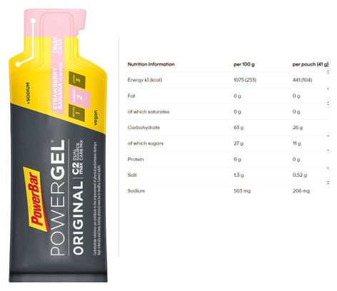 Confezione da 4 PowerBar PowerGel Original Energy Gels (3+1) Frutti Rossi / Limone / Fragola-Banana / Mela 4x41g