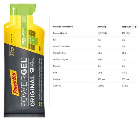 Confezione da 4 PowerBar PowerGel Original Energy Gels (3+1) Frutti Rossi / Limone / Fragola-Banana / Mela 4x41g
