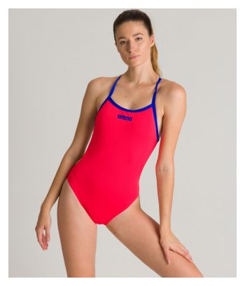 ARENA SOLID Lightech High -  Fluo Red Neon Blue - Maillot Femme Natation 1 piece