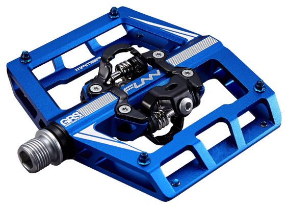 Pair of Funn Mamba GRS Double Side SPD Blue Automatic Pedals with Cages