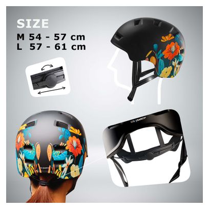 Casque vélo et skate | Fleur Noire L (57-61 cm) | Certifié EN1078