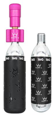 Peaty's Holeshot Road/Gravel Pink CO2 Inflator + 2 CO2 Cartridges (16g)