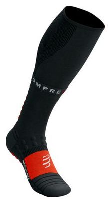 Chaussettes Compressport Full Socks Winter Run Noir/Rouge 