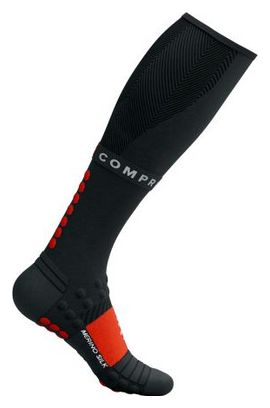 Chaussettes Compressport Full Socks Winter Run Noir/Rouge 
