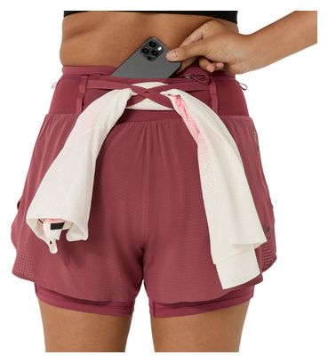 Pantalones cortos Asics Fujitrail Elite rojos para mujer
