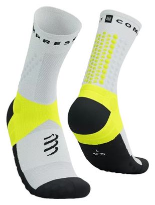 Chaussettes Compressport Ultra Trail Socks V2.0 Hight Blanc/Noir/Jaune