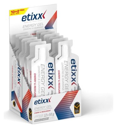 Etixx Gel énergétique Ginseng et Guarana Cerise 12x50g