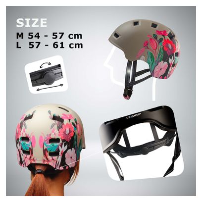 Casque vélo et skate | Fleur Grise M (54-57 cm) | Certifié EN1078