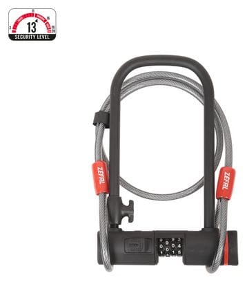 ANTIVOL VELO U ZEFAL K-TRAZ U13 A COMBINAISON 115x230mm D 13mm CAVO AVEC 1,2M CLIP SUPPORTO AVEC - SOLD SECURE NIVEAU SILVER