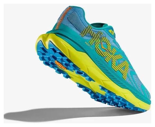 Chaussures de Trail Running Femme Hoka Tecton X 2 Bleu Vert Jaune