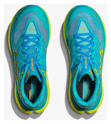 Chaussures de Trail Running Femme Hoka Tecton X 2 Bleu Vert Jaune