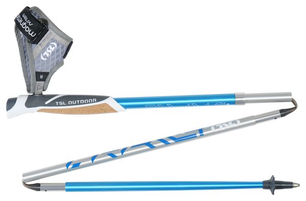 TSL Outdoor Alu 4 Kurk Blauw 4 takken opvouwbare wandelstokken